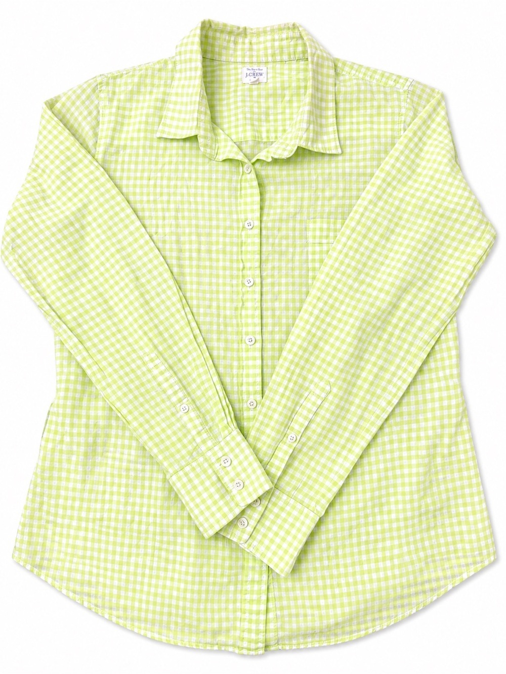 J. Crew 100% cotton Lime Green Button-Down Shirt for women’s